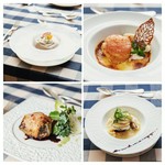 ・県産りんごの冷静スープエスプーマ仕立て
・本日の市場からのお魚料理りんごとシードルのソース
・牛ほほ肉とリンゴのフィロー包み焼き赤ワインソース
・リンゴのデザート
・パン
・コーヒー