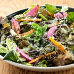 鮮度にこだわった生産者の顔が見える野菜がこの一皿に。
特製ドレッシングが全体をまとめ上げます。
※仕入れ状況により野菜の種類が異なります。