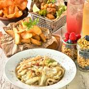 サク飲みやお試しにも最適♪シェアして楽しめる人気タパス5品と2時間飲み放題付で1980円と衝撃価格！