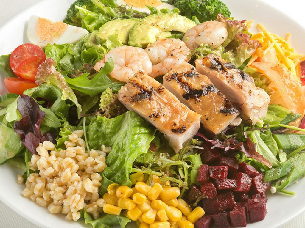 シェフズサラダ 12種野菜 グリルチキン シュリンプ キャロット or サワークリームドレッシング