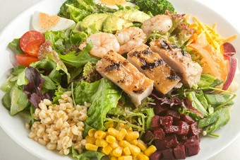 シェフズサラダ 12種野菜 グリルチキン シュリンプ キャロット or サワークリームドレッシング