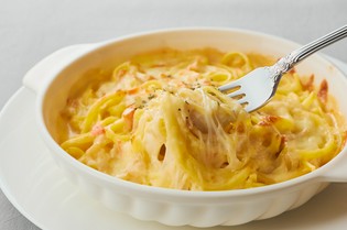 クラムチャウダーのスパゲティグラタン