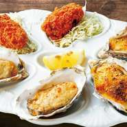 人数で選べる！定番牡蠣料理をワンプレートで
《カキフライ、バターソテー、ガーリックバターと香草パン粉焼き牡蠣》
各3ピース：3,943円（税込み）