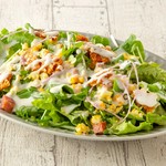 グリーン野菜をベースにハモンセラーノとグラナパダーノチーズをトッピング。相性の良いハニーマスタードレモンドレッシングをかけてどうぞ。
