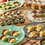 サラダ、つくね串、チキン南蛮、炊き込みご飯で堪能する「鶏尽くしコース」