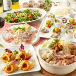 若鶏と軟骨入りつくねの白湯鍋が楽しめる『花衣（はなごろも）［鍋］コース』
