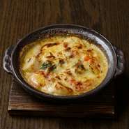 海老とサトイモの西京味噌チーズグラタン