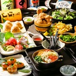 鮮魚の三種盛り合わせ、三元豚のすき焼き、いわい鶏の炭火焼きなど全７品＋≪生ビール含む≫飲み放題付