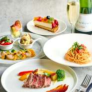 ロビーカフェファシーノのディナーコース
前菜・パスタ・メイン・デザート
メインに合わせたワインも御用しております。
ソファー席でお席の間隔も十分ございますので安心してご利用頂けます。