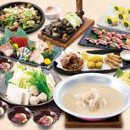 九州食材をふんだんに使った料理と、職人が考案した創作和食で構成された宴会コースが充実。手軽に使えるコースから特選素材を活かした豪快コースまで、多彩なコースがあるので、どんな宴会にも対応できます。

