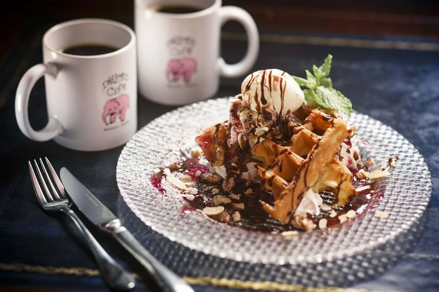 ブリュッセル風ワッフルバニラアイス添え/Waffle With Vanilla Ice Cream