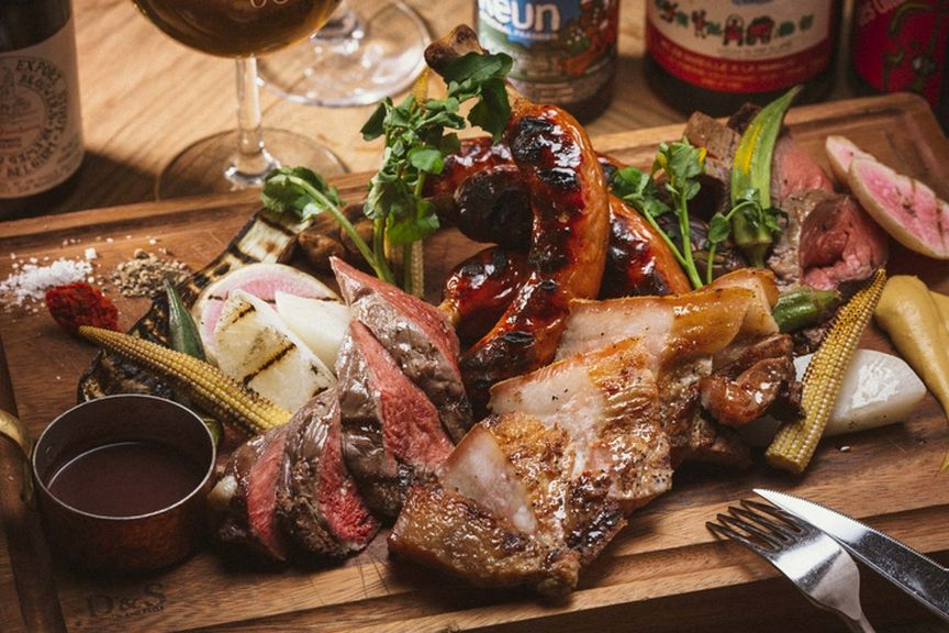 黒毛和牛門崎&四万十ポークのグリル2種盛り合わせ