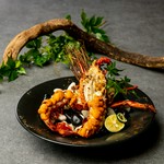 イセエビの鉄板焼き　～山椒醤油と雲丹醤油～