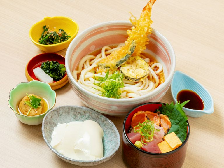 『天ぷらうどん/そばとミニ海鮮丼のセット』
