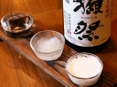 日本酒のムースとフローズンが味わえる「獺祭飲み比べ」