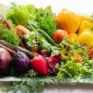 トリュフなどの自然に近い食材を除き、使用する食材は99％が国内産。それぞれの生産者に直接お会いし、お互いに共感できた方の食材を使わせてもらっています。