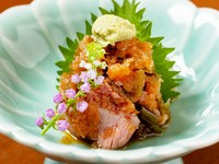 さっぱりとした肉のうまみ『和牛たたきのわさびおろし和え』