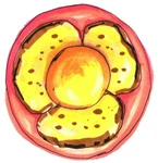 バケットにたっぷりのチーズと卵黄をのせてこんがり焼きあげます。