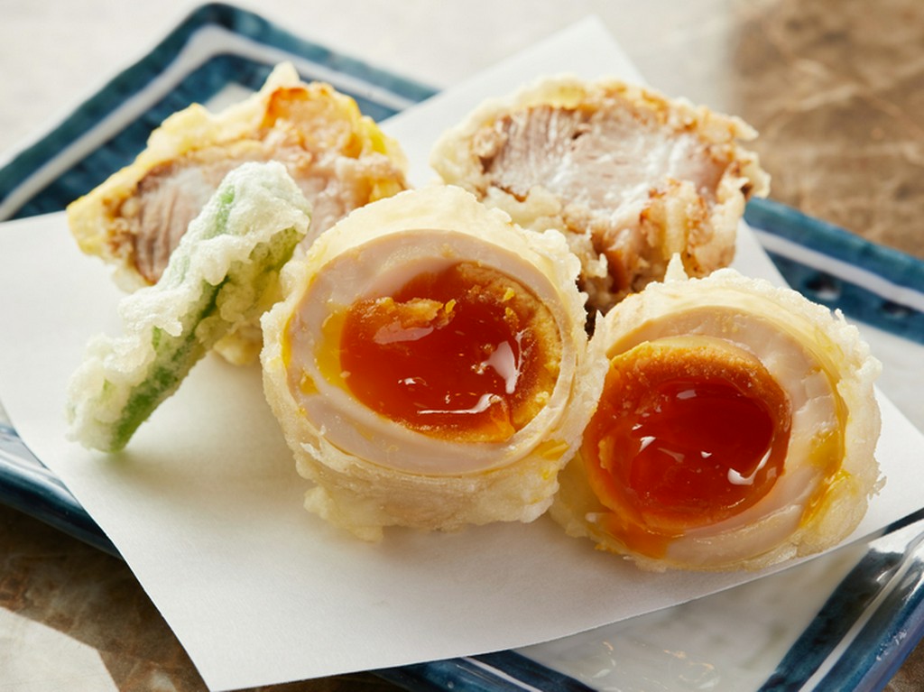 豚の角煮と煮卵の天ぷら