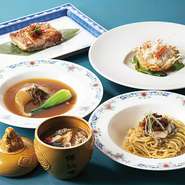 トリュフ煮込みや蒸しスープ、春巻きや麺など贅沢に使用しました。
旬の食材とお楽しみください。