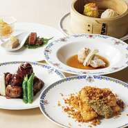 鮮魚の香り蒸しや常陸の輝きの黒酢酢豚、古式杏仁豆腐もお楽しみいただける桃李おすすめのコース全8品。