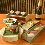 春を迎えました青山外苑前にて「外苑前 僖成」の料理人が、新しい季節の厳選した春の味覚食材や「黒毛和牛」などを取り揃えて誂える本格懐石コースをご提供いたします。
※写真はイメージです