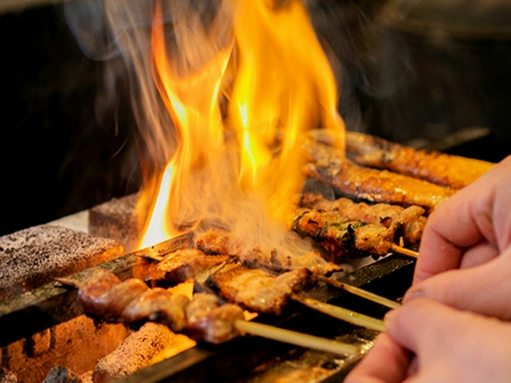 備長炭の火で、心を込めて焼き上げる