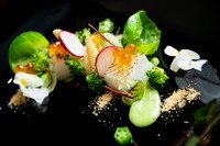 季節の新鮮な魚介類たっぷりの、海に面した土地柄ならではの一品。魚介類はその日の入荷次第で、ソースに野菜のピューレを使ったり、隠し包丁を入れて食感をよくするなど食材ごとに工夫が凝らされています。