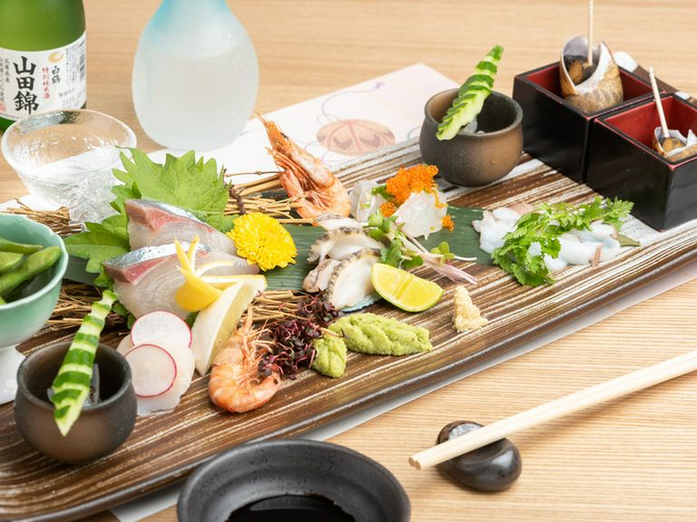 一番人気!季んぐコースの始まりは『季節食材の前菜3種盛り』&『淡路、明石のお造り3種盛り合わせ』から