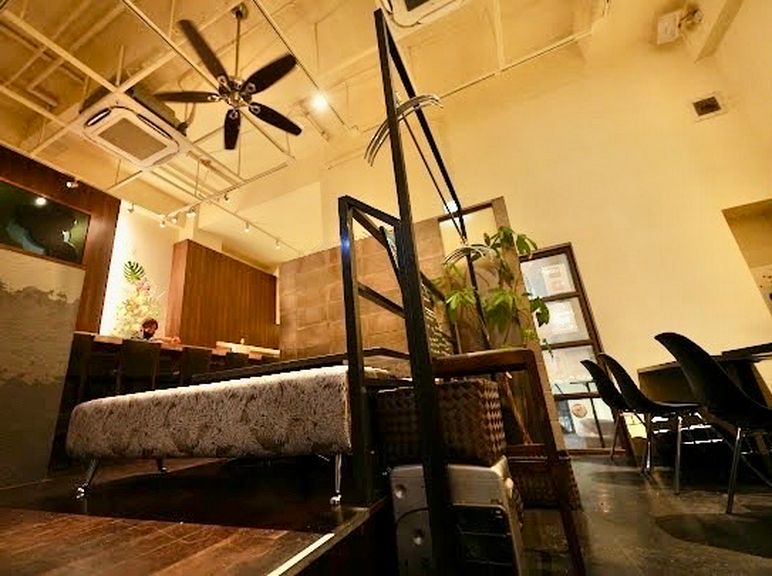 5mの天井高で開放感のある店内