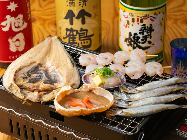 目の前で海鮮を炙り焼く『浜焼き』
