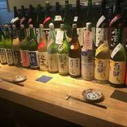 全国より厳選した日本酒を60種類程度ご用意しております。

