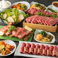 『ハラミ』や『ロース』、赤身など肉の銘柄にはこだわらず肉質に優れた黒毛和牛を厳選しています。牛タンは生の状態で入手し、程よい厚みで手切り。A5ランクのならではの贅沢な焼肉を提供してくれます。