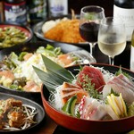 【2時間飲み放題付き】
鮮度抜群｢刺身5点盛り｣・名物｢牛すじ煮込み｣など全9品