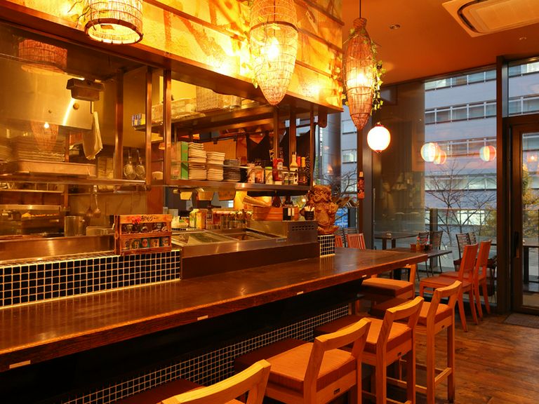 おしゃれな店内で