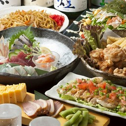 【2時間飲み放題付き】
鮮度抜群「刺身5点盛り」・こだわり｢牛ハラミ焼き｣などを含む全8品