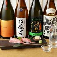 焼肉と日本酒、焼肉と焼酎といった“焼肉と日本のお酒とのペアリング”も大切にしている【しきぶ】。ワインも国産ワインにこだわっているとか。良質な国産酒を多数ピックアップしています。
