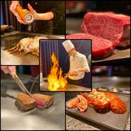 ロブスターと牡蠣(オイスター)、博多和牛やフォアグラ鉄板焼きまで楽しめます！

