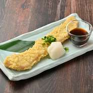 国産もち豚の天ぷらをあっさりおろしぽん酢でお召し上がりください。