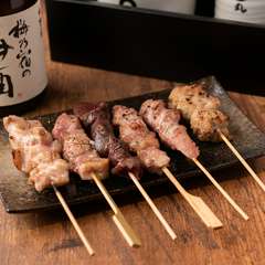 いろいろな部位を食べ比べられる『京鴨の串焼き盛合せ（5本）』