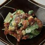 新鮮なサーモン、小柱をトッピングした海の幸を感じれるカルパッチョです！！