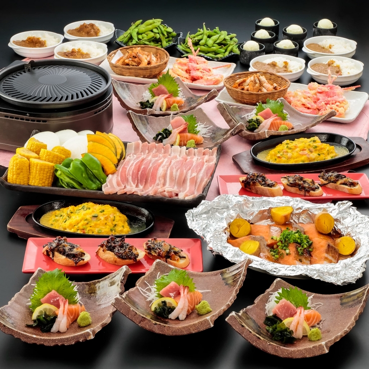 6/17~ [Summer Party] Seasonal Party Course | 10 dishes with thick-sliced pork and summer vegetable BBQ as the main course + 2 hours of all-you-can-drink for 4,500 yen