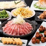 たっぷり！大満足！！　料理全8品コース、メインは『豚バラ肉の陶板焼き』です。