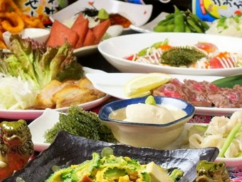 前菜3種盛、ゴーヤチャンプル～やもずくの天ぷらなど他コースにはない厳選料理が楽しめる最上級コース