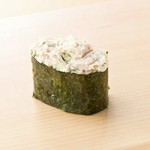 ツナ/鯵/芽ねぎ/バチまぐろ/コハダ/ホッキ/ネギトロ軍艦
※画像は「ツナ」です。