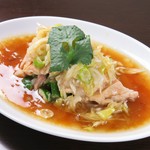 蒸し鶏　葱しょうがだれ