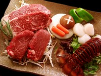 和牛フィレステーキ180g・ロブスター・帆立・野菜焼き