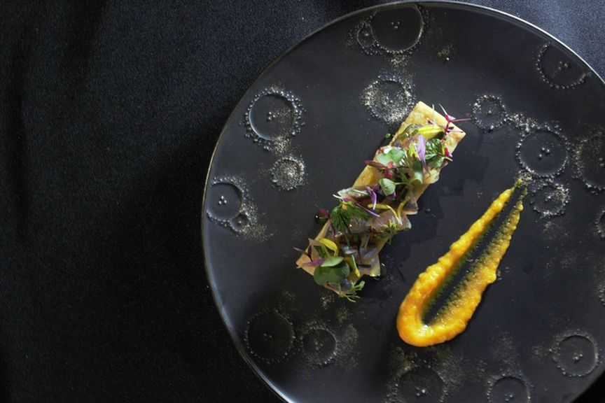 真鯵のタルトレット、フェンネルのクロッカンテ