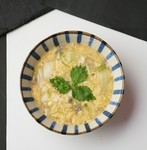 ふらの和牛入り　栄養豊富な恵寿卵のふわふわスープ。