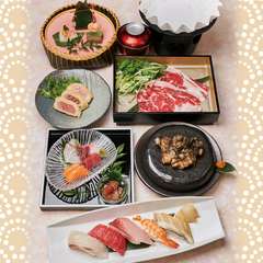 季節にぎり にぎわいコース【国産牛しゃぶ小鍋付】+飲み放題のお得なコースです